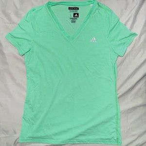 Adidas ClimaCool Aeroknit Training Short Sleeve Green Sz Large V-Neck